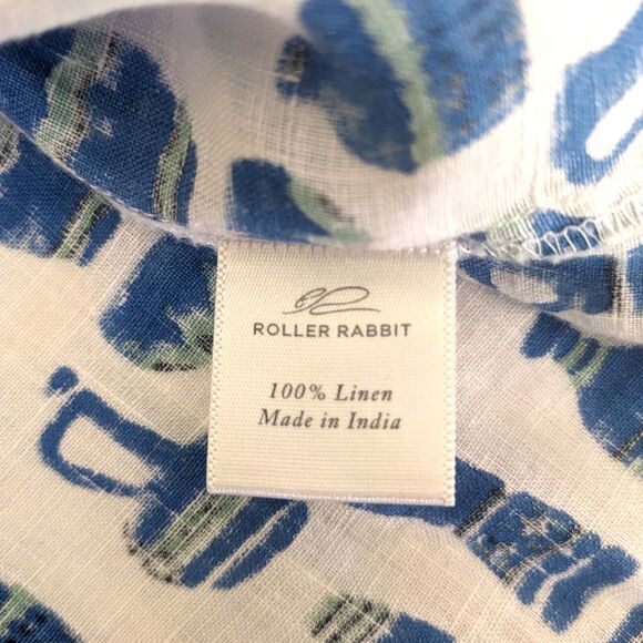 Roller Rabbit 100% Linen Women's XS Blue Urns Button Front Shirt - Picture 6 of 8